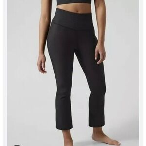 Athleta Elation Rib Crop Flare CropPants Black Ribbed High Waist Size L